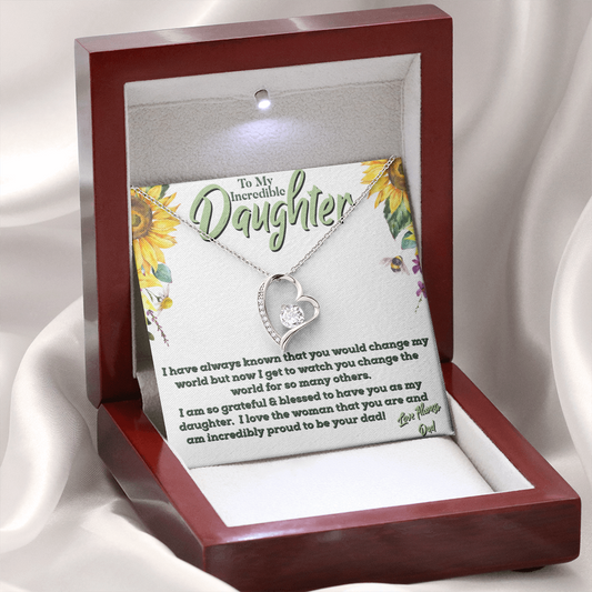 To My Incredible Daughter| Necklace Gift for my little girl, Birthday Present from Dad