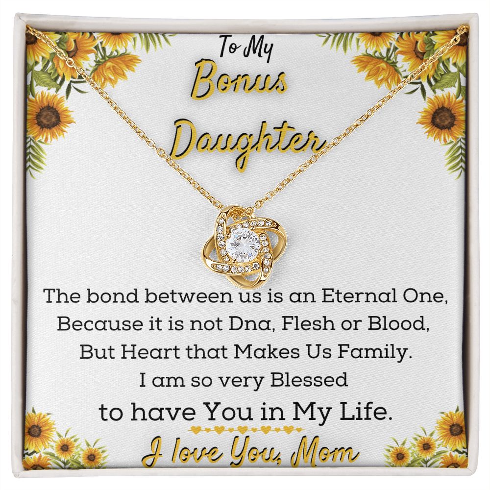 Bonus Daughter Love Knot Necklace,  Gift from bonus Mom to Daughter for Christmas