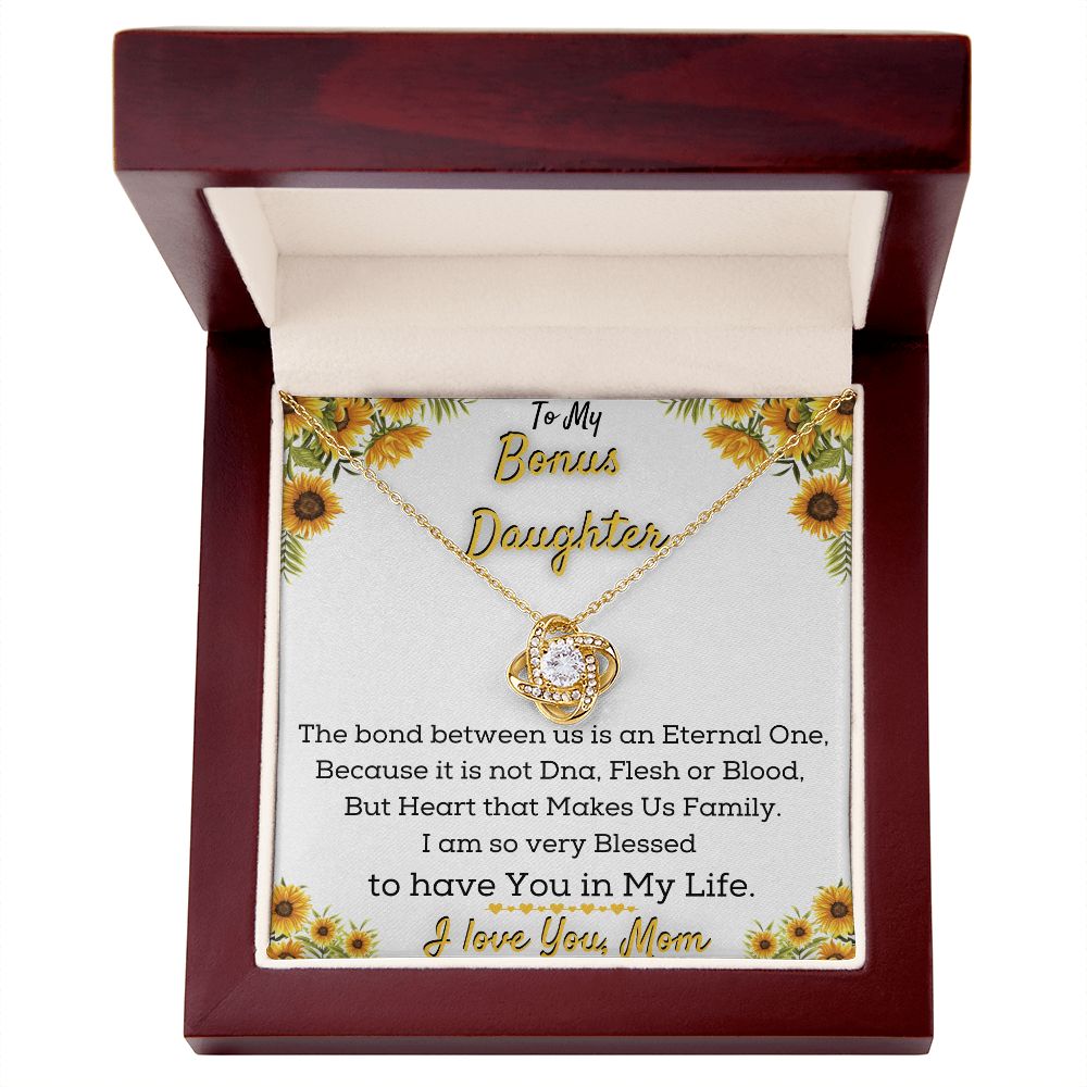 Bonus Daughter Love Knot Necklace,  Gift from bonus Mom to Daughter for Christmas