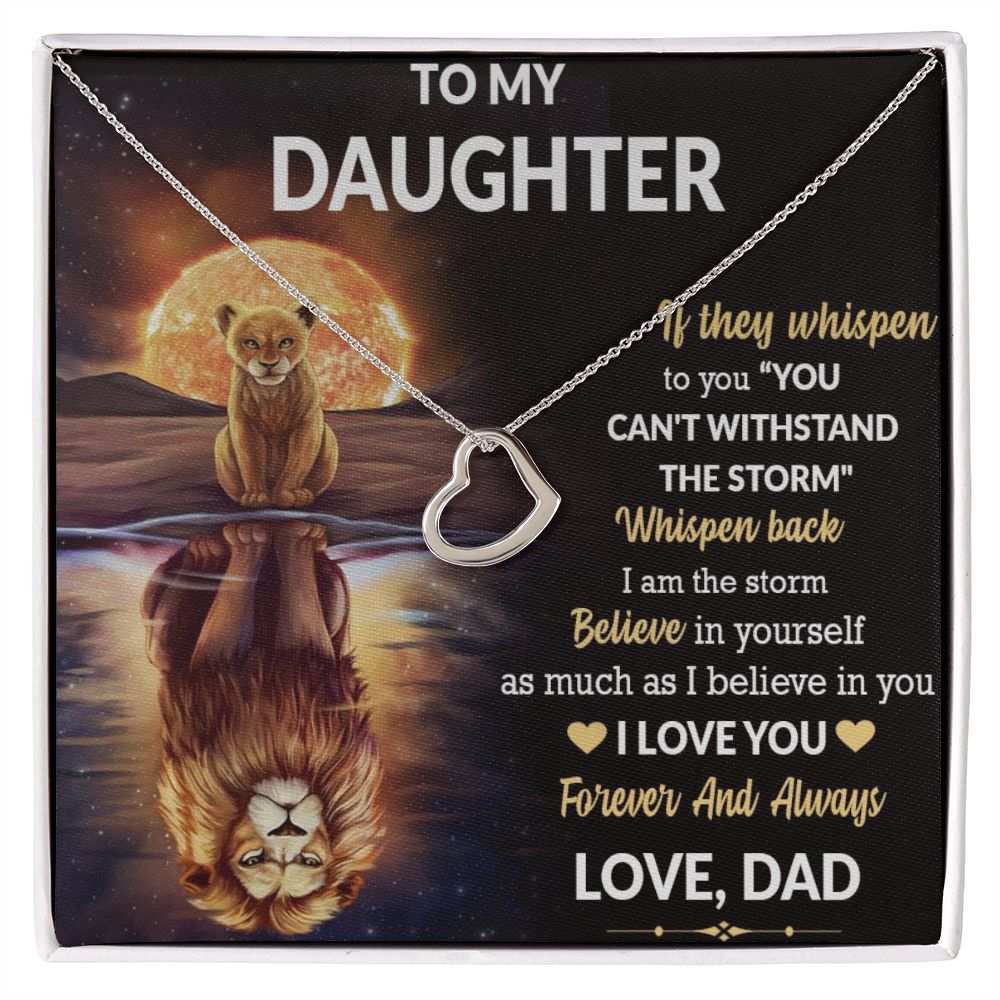 to my daughter from dad message card with depiction of lion daughter seeing reflection of grown lion father