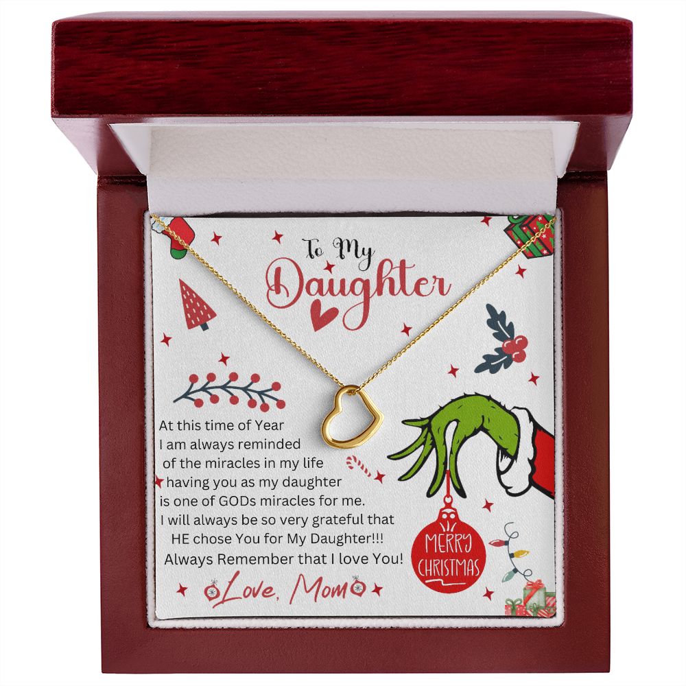 overview of CHristmas Message Necklace in Mahogany Box