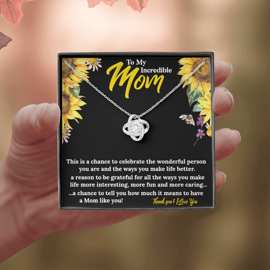 To my Incredible Mom| message necklace for mom on Mothers Day, Gift for Mom on her birthday