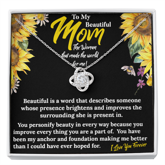 To My Beautiful Mom| Love Knot Necklace, Gift for Mom this Mothers Day