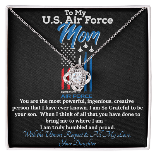 To My Air Force MOM|Love Knot Necklace from Daughter, Gift from Daughter, Mothers day Present