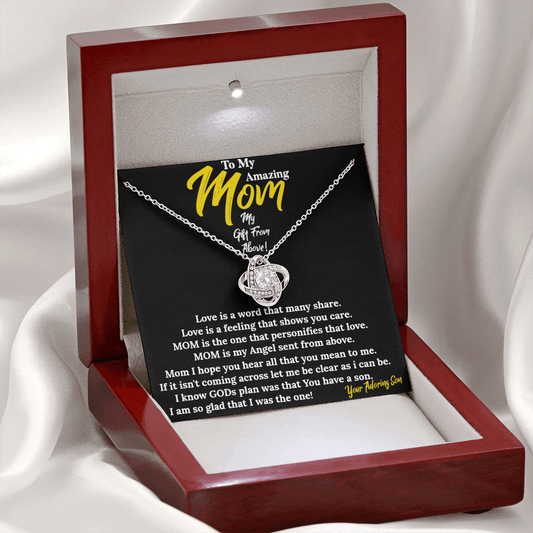To My Amazing Mom| My Gift From Above, Love Knot Necklace Gift for Mom